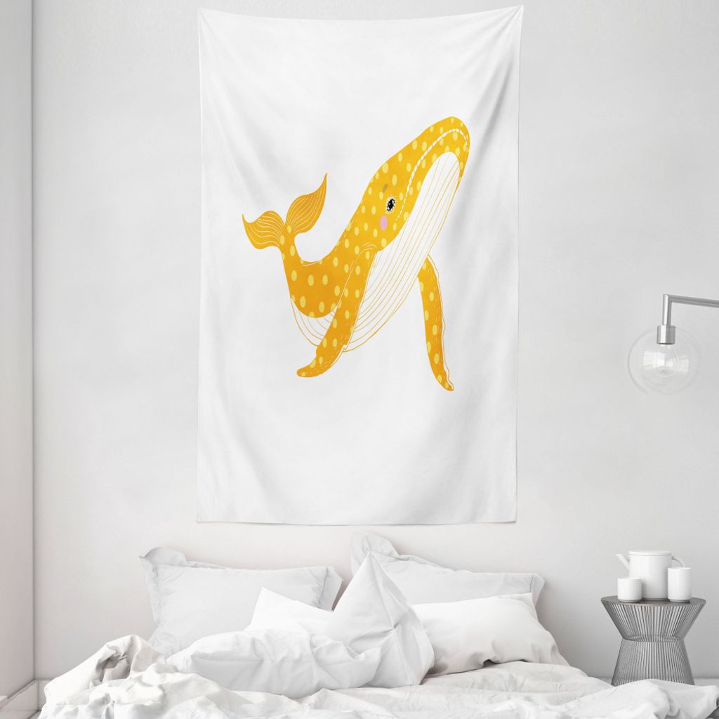 ABAKUHAUS Wal Wandteppich und Tagesdecke, Cartoon Ozean Tier aus Weiches Mikrofaser Stoff Waschbar ohne Verblassen Digitaldruck, 140 x 230 cm, Ring...