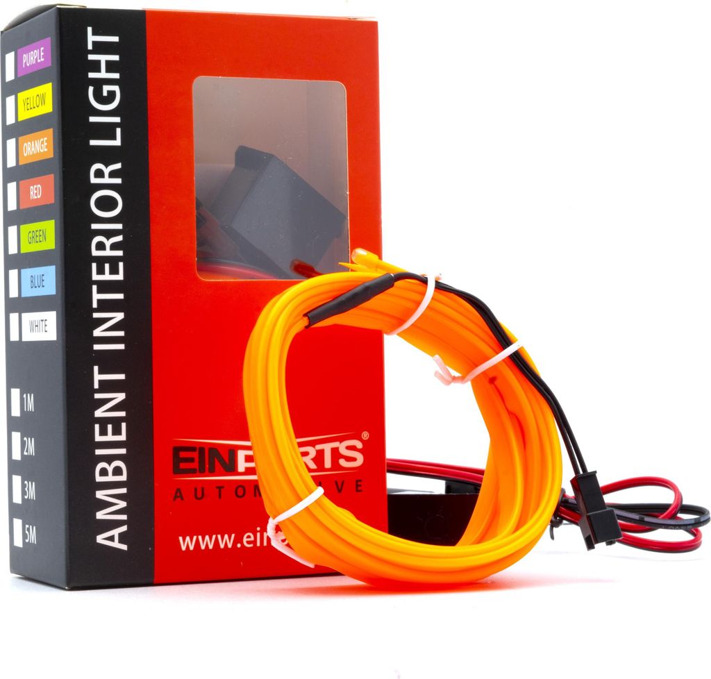 LED Auto Lichtleiter Umgebungslicht 12V Orange 3 Meter