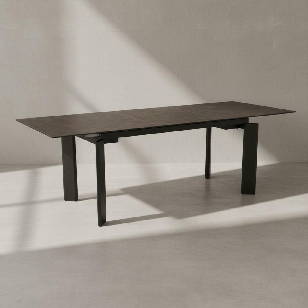 Esszimmertisch 180x95x77 cm Keramik Glas Esstisch Schwarz, Küchentisch ausziehbar bis 240 cm, Glastisch Groß, Speisetisch Esszimmer Rechteckig mi...