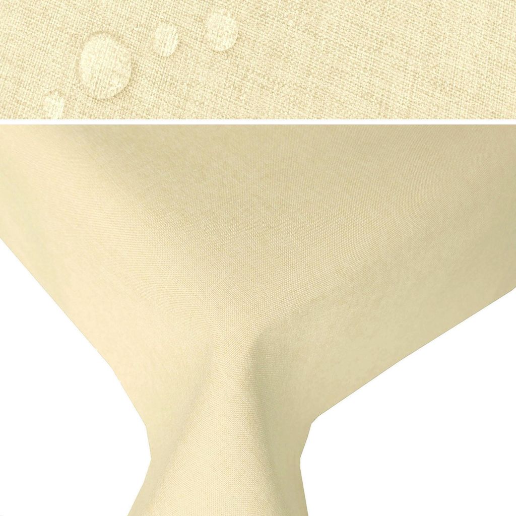 LEINEN Optik Rund 140 cm CHAMPAGNER Creme Tischdecke Produktbild 