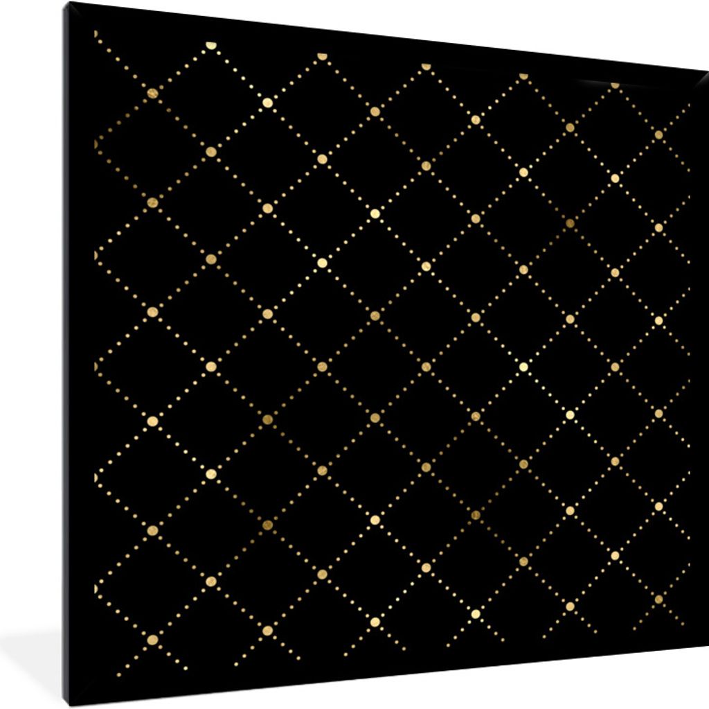 MuchoWow Gerahmtes Poster Polka dots - Gold - Schwarz 40x40 cm - Poster mit Schwarzem Bilderrahmen Wandposter Rahmen Foto Bilder - Mit Rahmen - W...