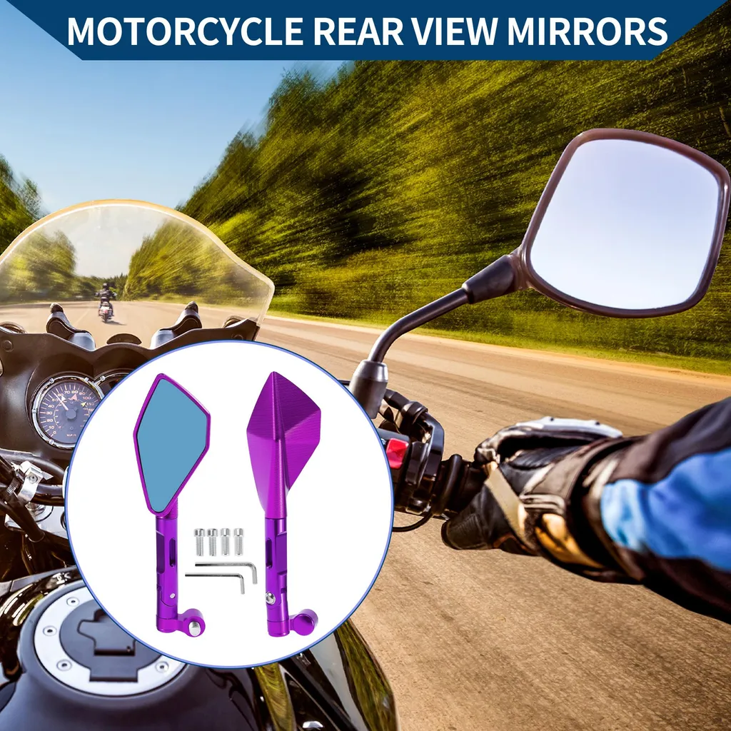 Rétroviseurs Moto M8 M10 en Aluminium Violet Prismatique - Set de 2