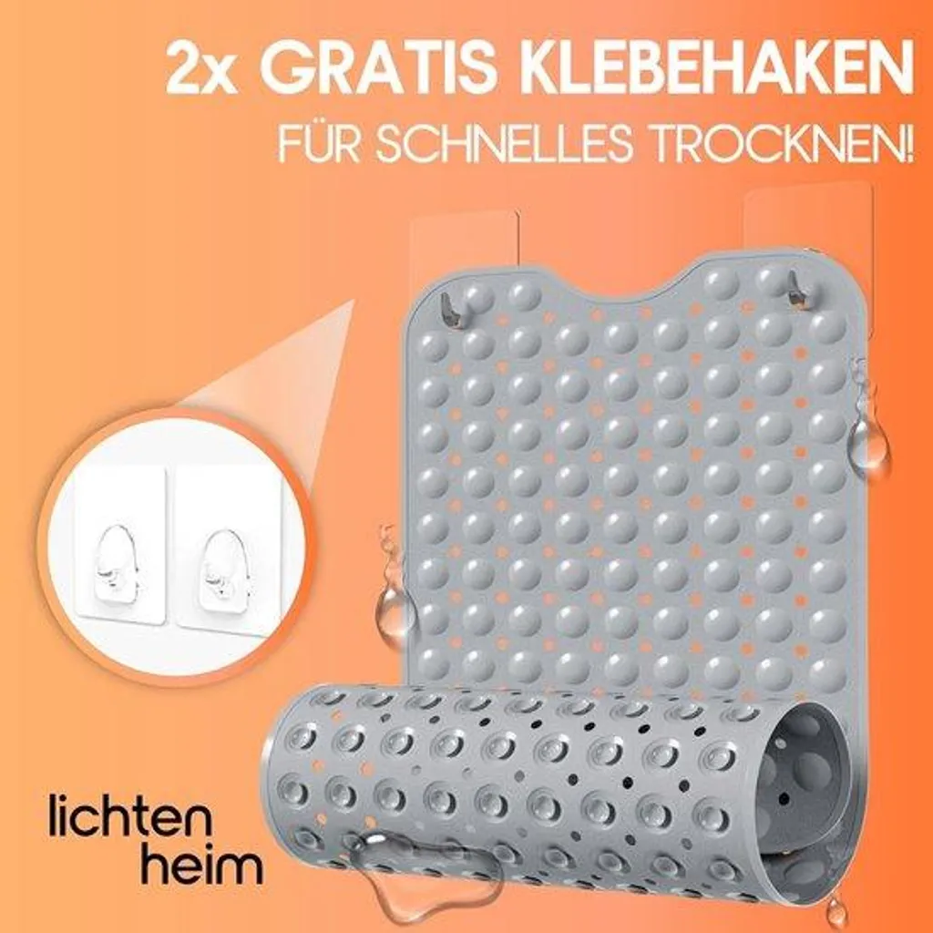 Tapis de bain antidérapant format XXL gris souris résistant moisissure