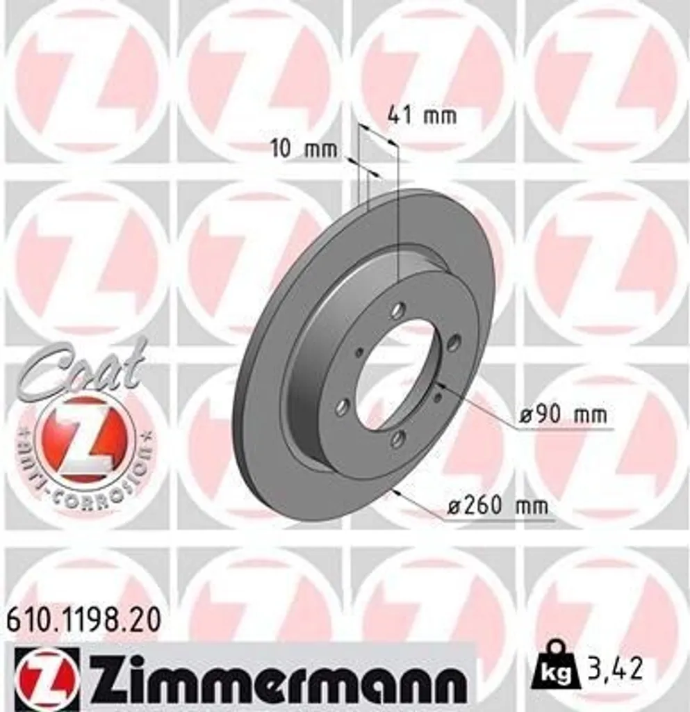 Disque de frein de rechange pour Volvo S40 et V40 Zimmermann 610.1198.20