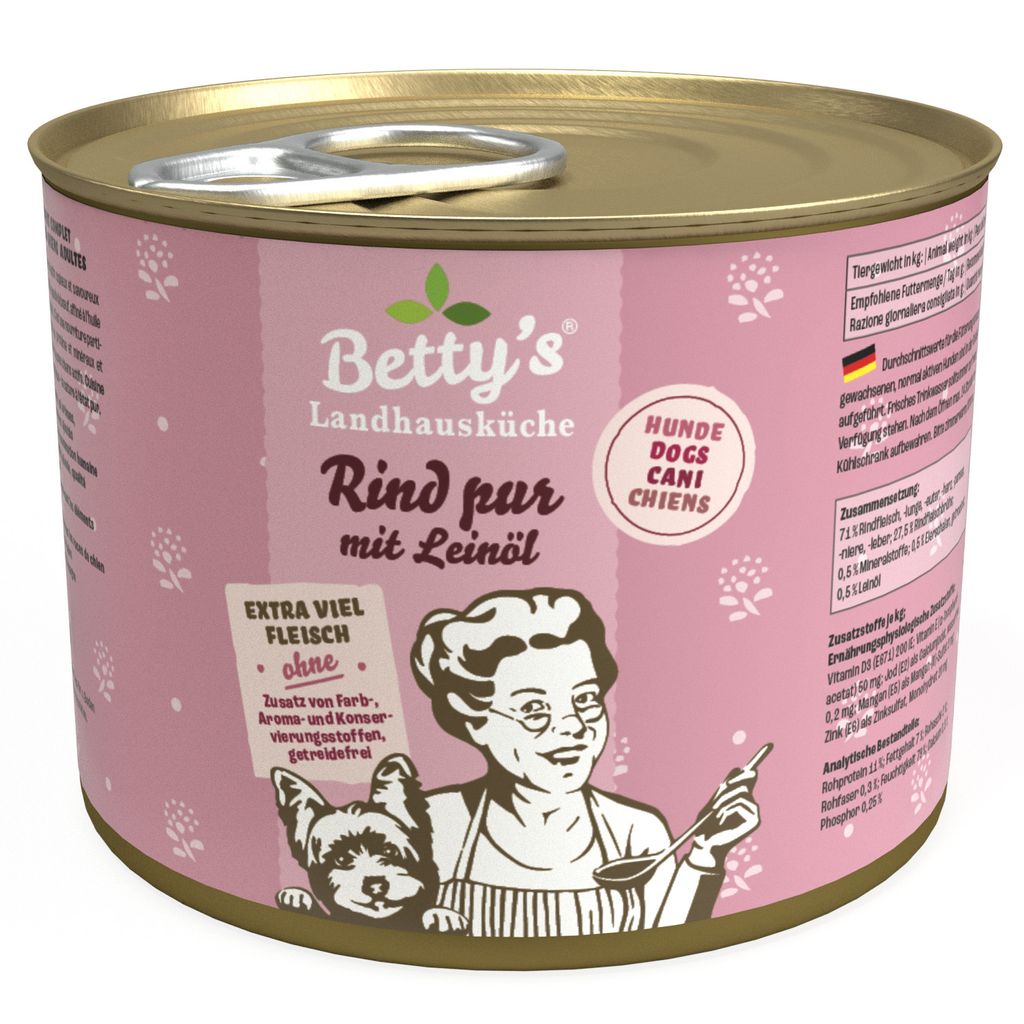 Bettys Landhausküche Hund Rind pur mit Leinöl 200 g