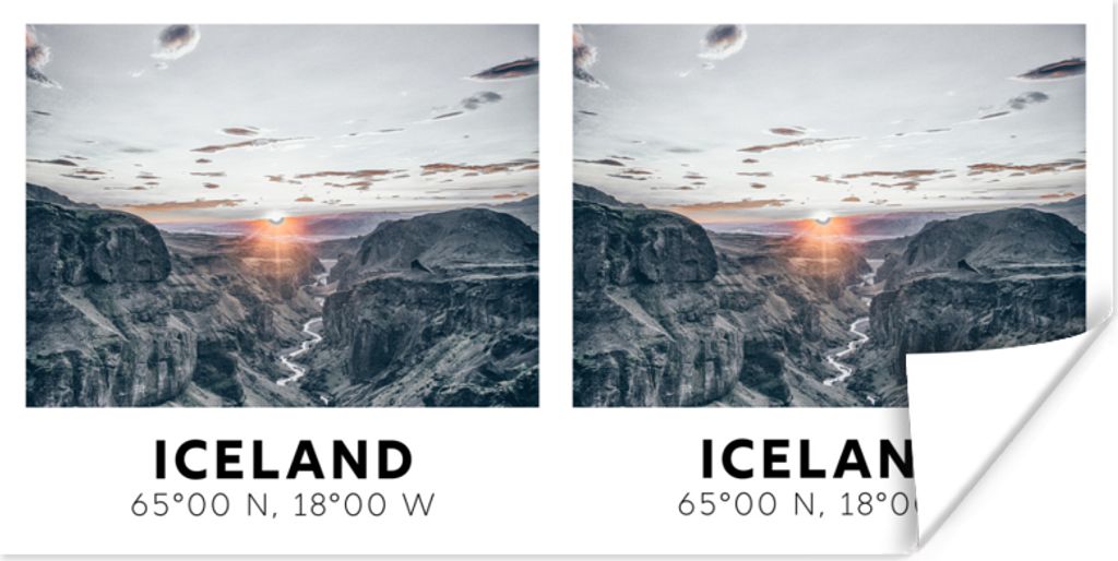 MuchoWow Poster Island - Berge - Wasser - Sonne 40x20 cm - Poster für die Wand - Poster Schlafzimmer