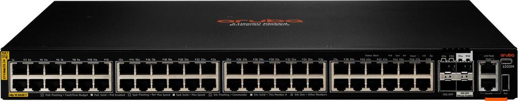 HPE Aruba 6200M 48G Class4 PoE 4SFP+ Switch - Switch - max. Stapelentfernung 10 km - L3 - managed - 48 x 10/100/1000 (PoE+) + 4 x 1 Gigabit / 10 Gi...