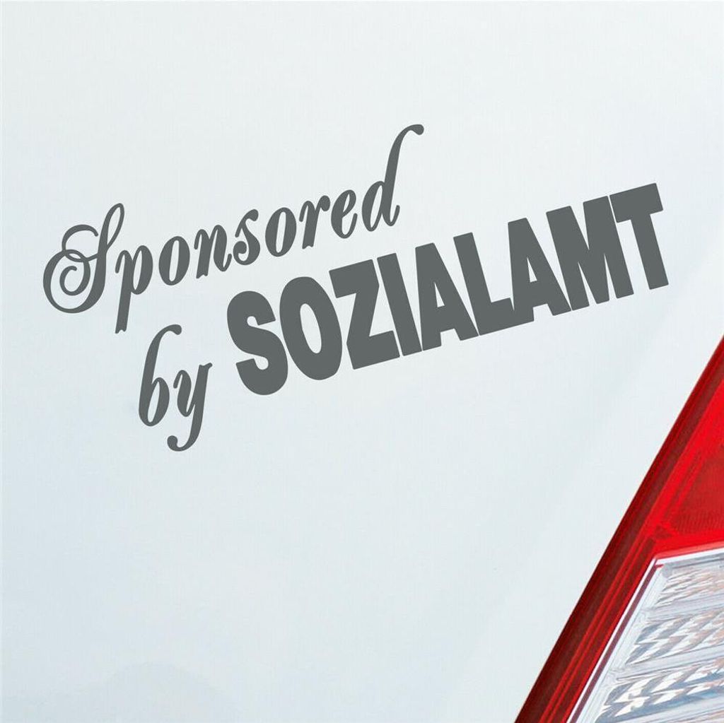 Auto Aufkleber Sponsored by Sozialamt Car PKW 15x6 cm Grau Sticker Heckscheibenaufkleber
