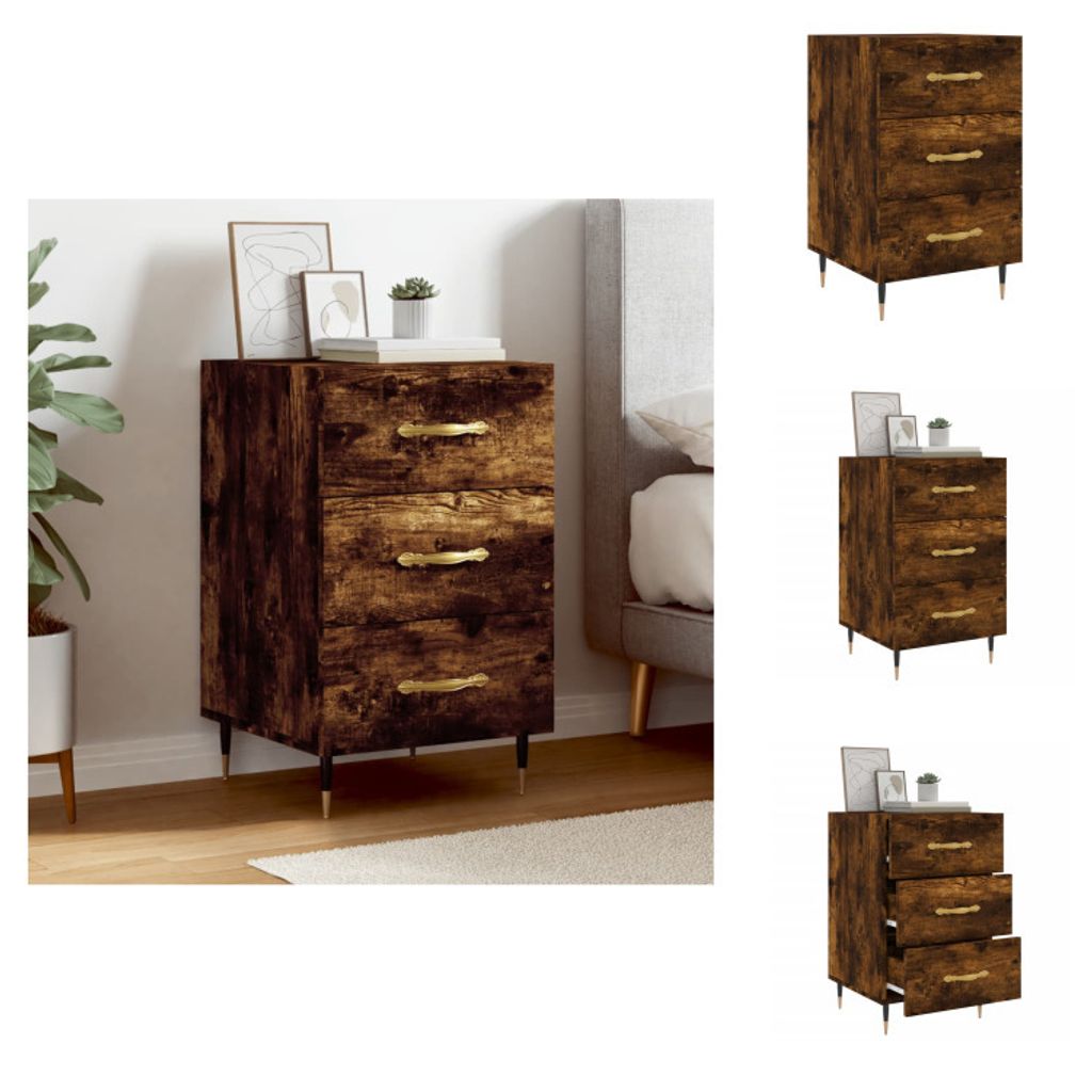 vidaXL Nachttisch Räuchereiche 40x40x66 cm Holzwerkstoff - Nachttische