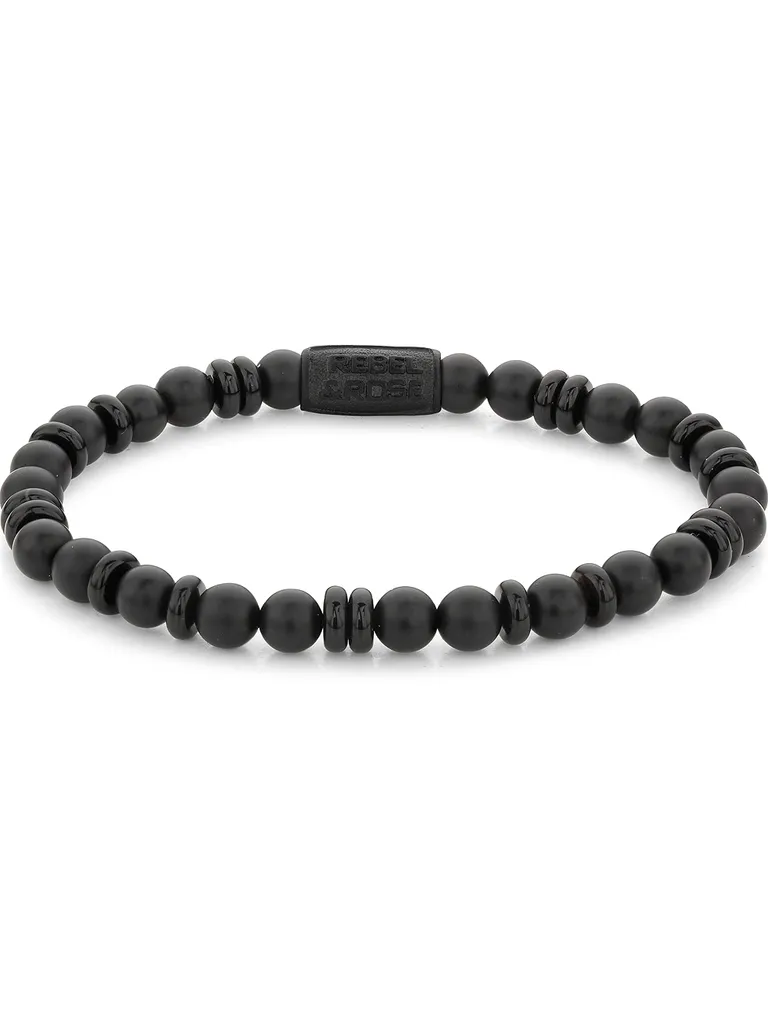 Bracelet Homme Résistant Rebel & Rose RR-60107-B-L Noir Taille Large