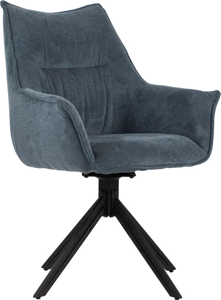 Esszimmerstuhl Ginosa blau mit Armlehnen & drehbarem Sitz – gepolstert