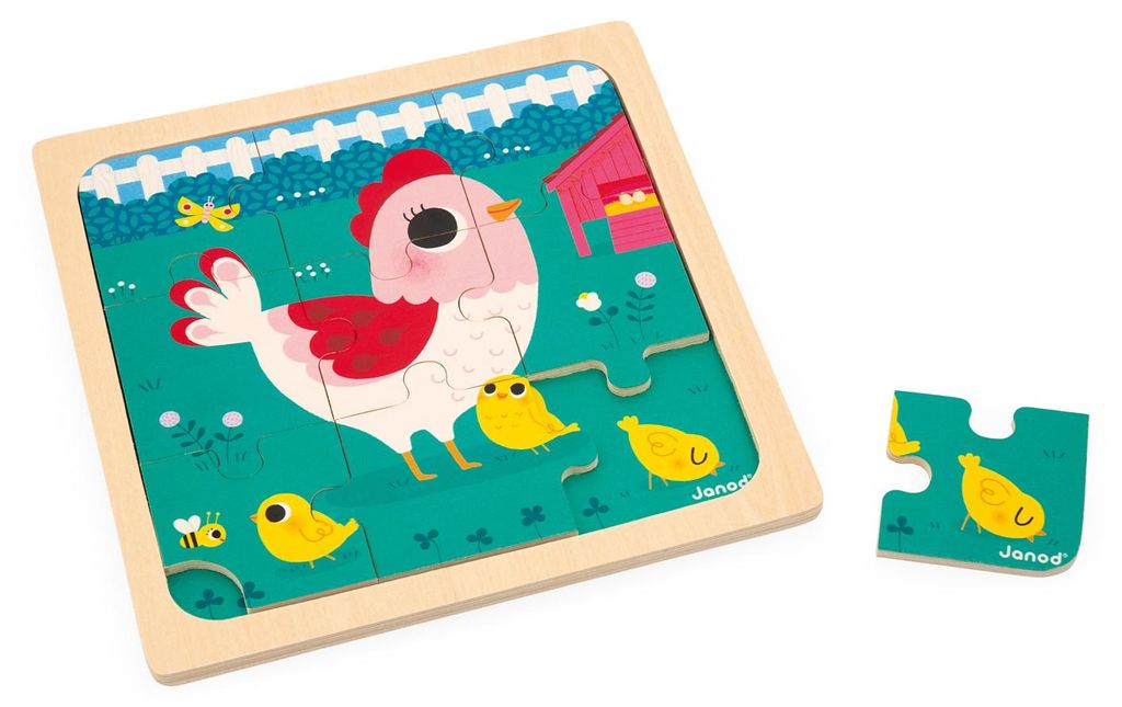 Janod Holzpuzzle Huhn Henriette - Lernspielzeug für Kinder