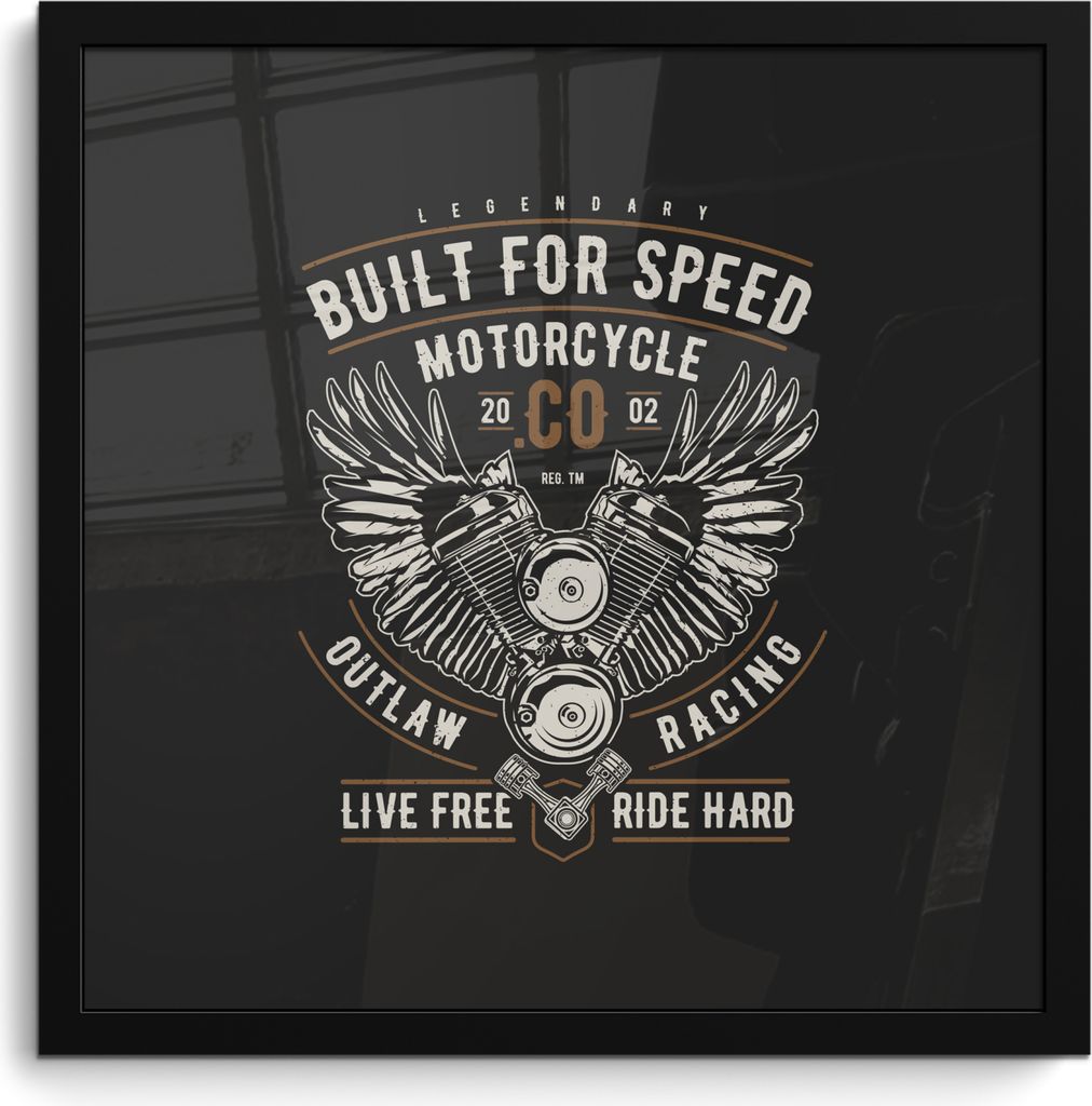 MuchoWow MuchoWow Gerahmtes Poster Mancave - Flügel - Vintage - Motor 40x40 cm - Poster mit zchwarzem Bilderrahmen - Mit Rahmen - Wanddekorati...