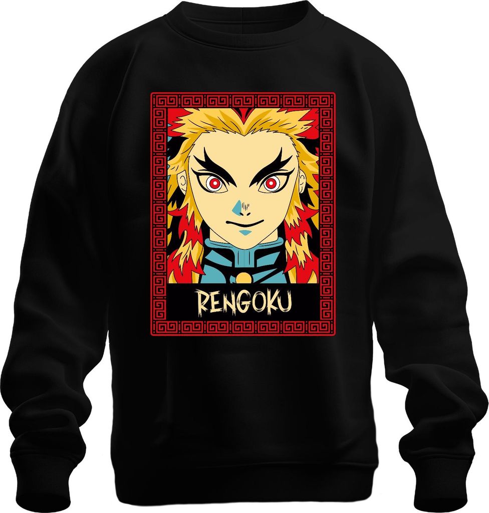 RENGOKU Kyojuro Demon Slayer Anime Flamme Geschenk Sammler Uni Sweatshirt Pullover, Schwarz, L