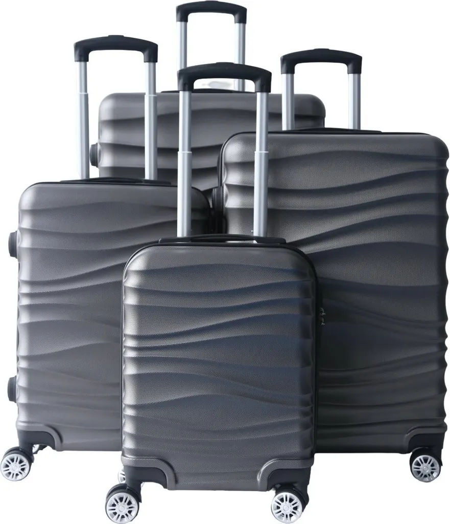 Set Valigie Viaggio 4 Pezzi Grigio - Trolley Rigidi ABS con Ruote