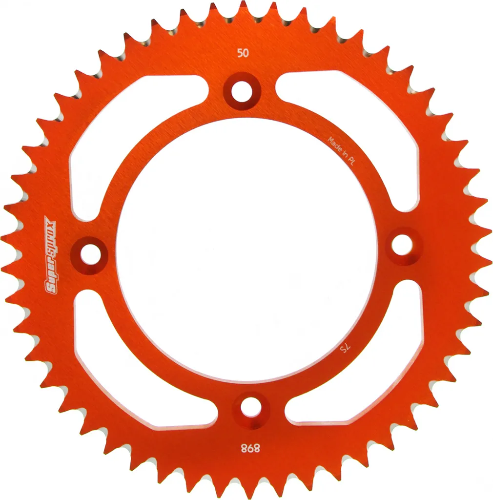 Couronne Arrière en Alu 50 Dents pour Chaîne 428 - Coloris Orange Vif