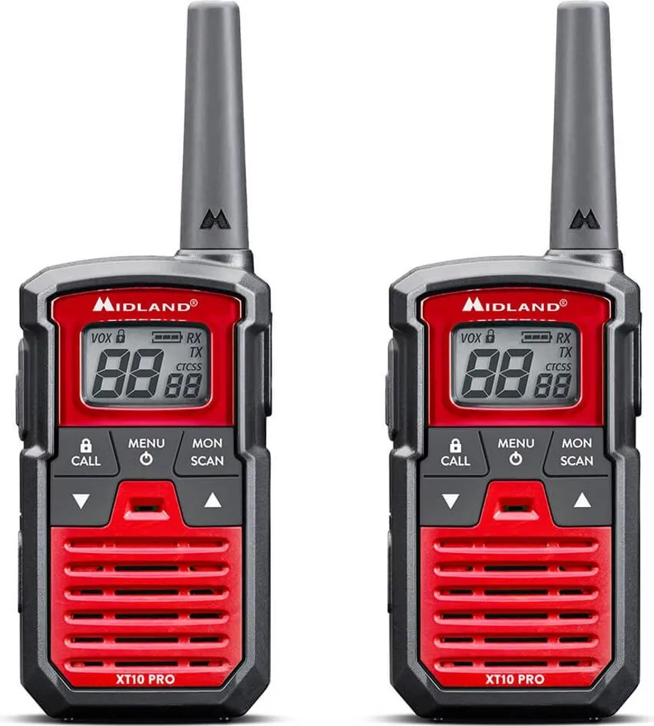Talkie-walkie Midland XT10 Pro Noir et Rouge - Pack de 2 Radio PMR446