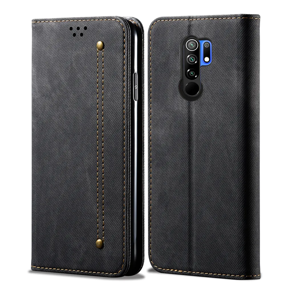Custodia Redmi 9 a Libro Nera - Elegante Porta Carte e Funzione Video