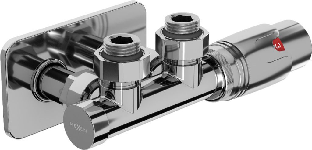 Mexen G00 Thermostat-Sets Eckversion mit Abdeckung S, Duplex, DN50, Chrom - W907-900-910-01