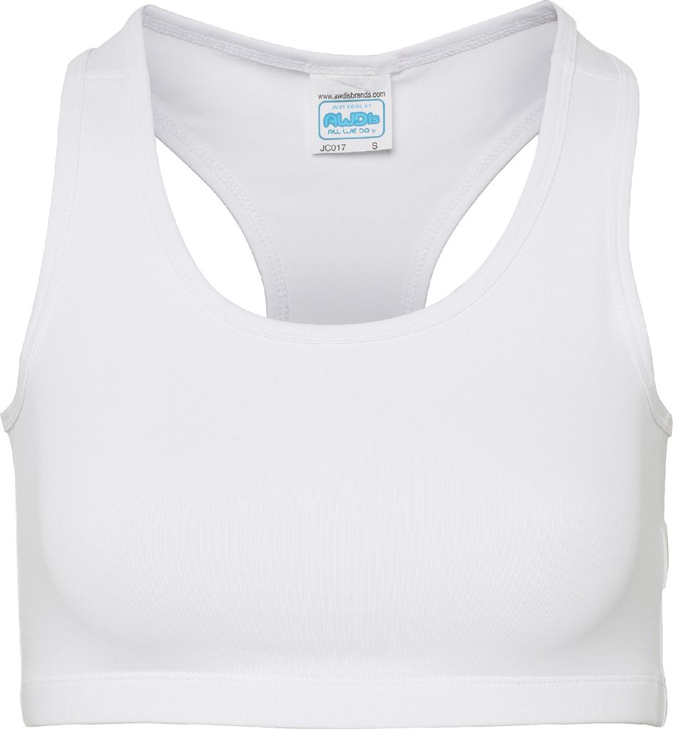 AWDis Just Cool Damen Girlie Sport Crop Top PC2631 (S) (Weiß)
