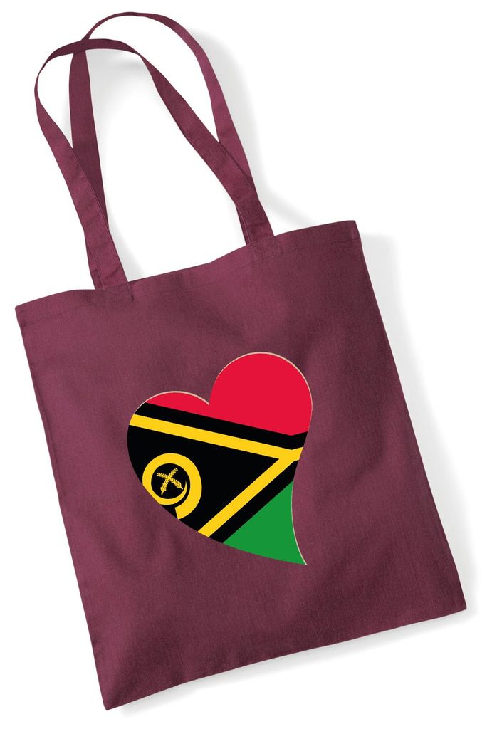 Huuraa Jutebeutel Vanuatu Flagge Herz 10 Liter Burgundy Baumwolle Tasche Geschenkidee