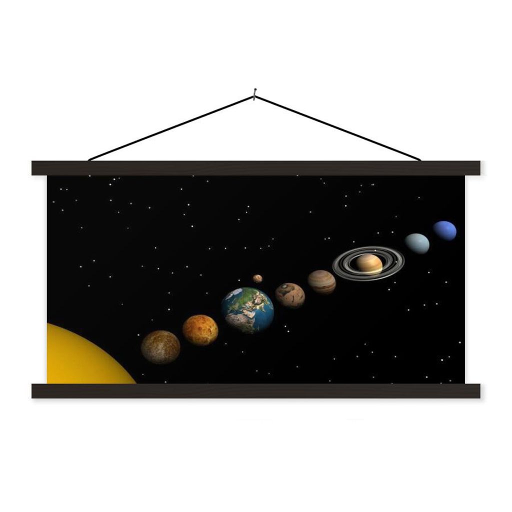 MuchoWow Textilposter Konjunktion mit dem Sonnensystem 90x45 cm mit schwarzem Rahmen - Klemmleisten