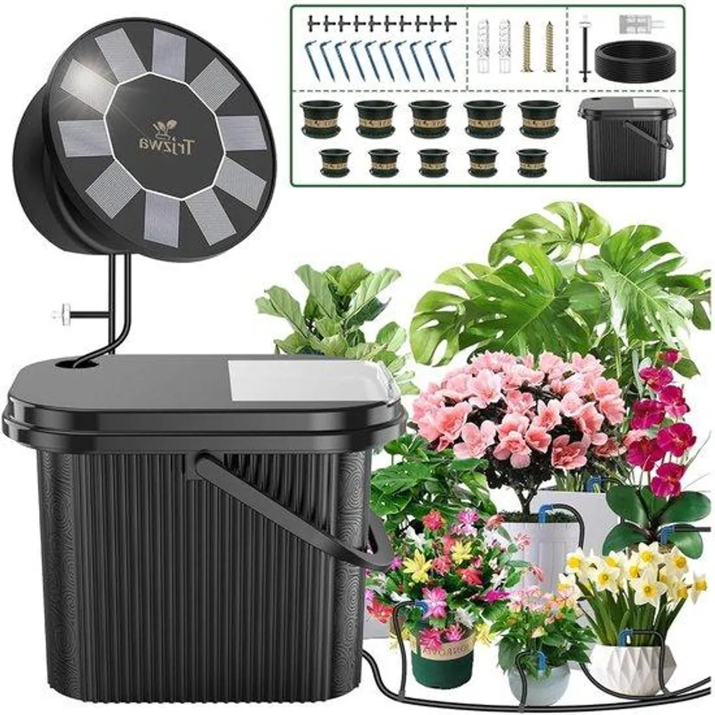 Kit d'arrosage automatique solaire complet pour balcon avec 9 programmes