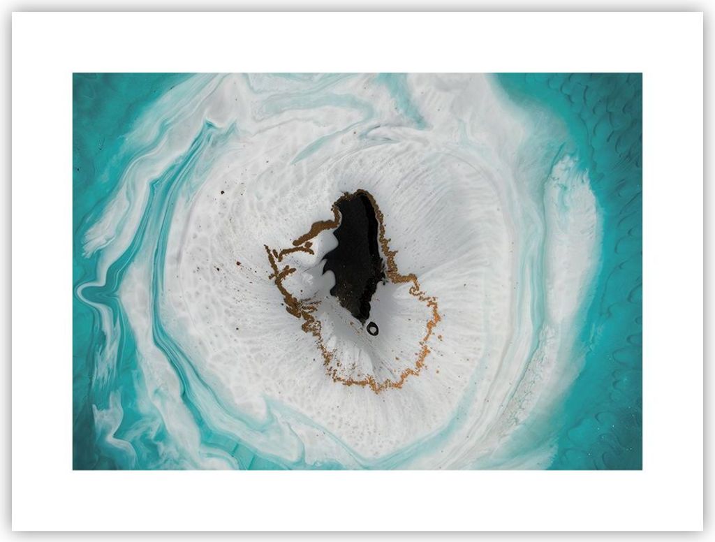 Poster - Poster ohne Rahmen - Verschüttet Fleck Türkis - 40x30 cm - Wand Bild - Wanddeko - Wandbilder - Kunstposter - Wandposter - Bilder - Kunst...