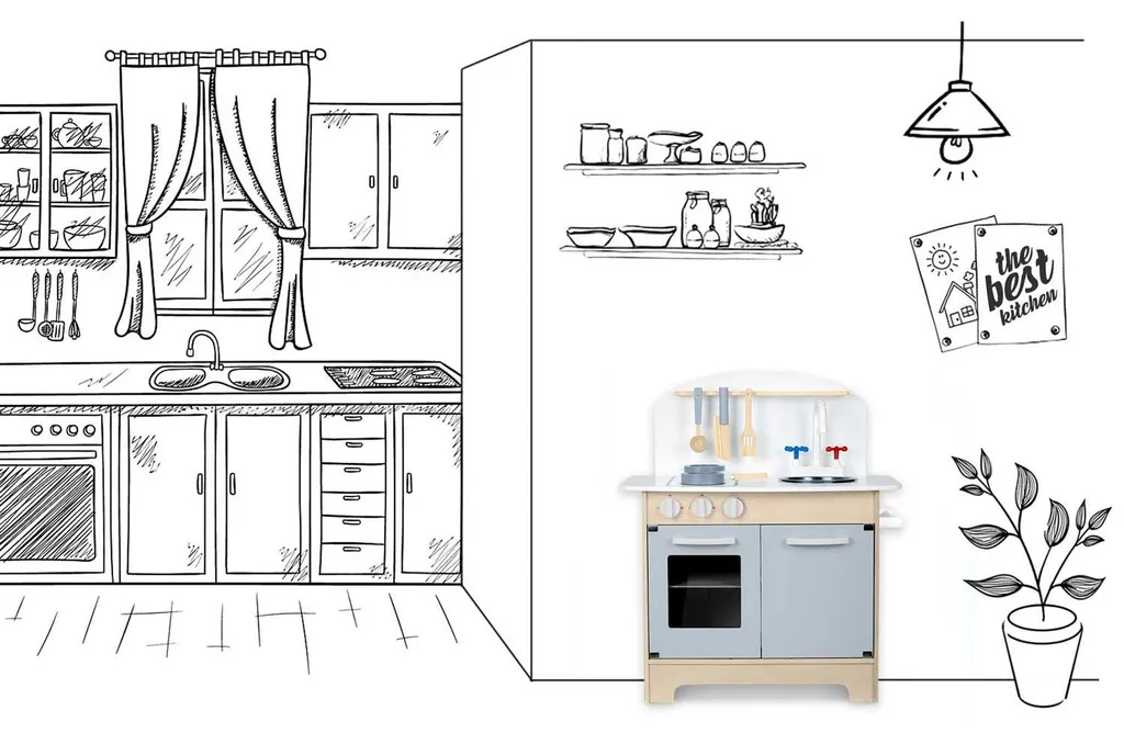 Cuisine interactive enfant stable et durable pour jouer sans risque