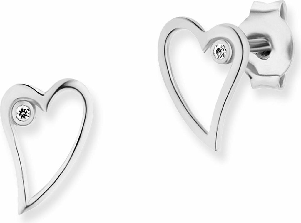 cai Ohrstecker 925/- Sterling Silber 0,8cm weiß Zirkonia weiß 135210101