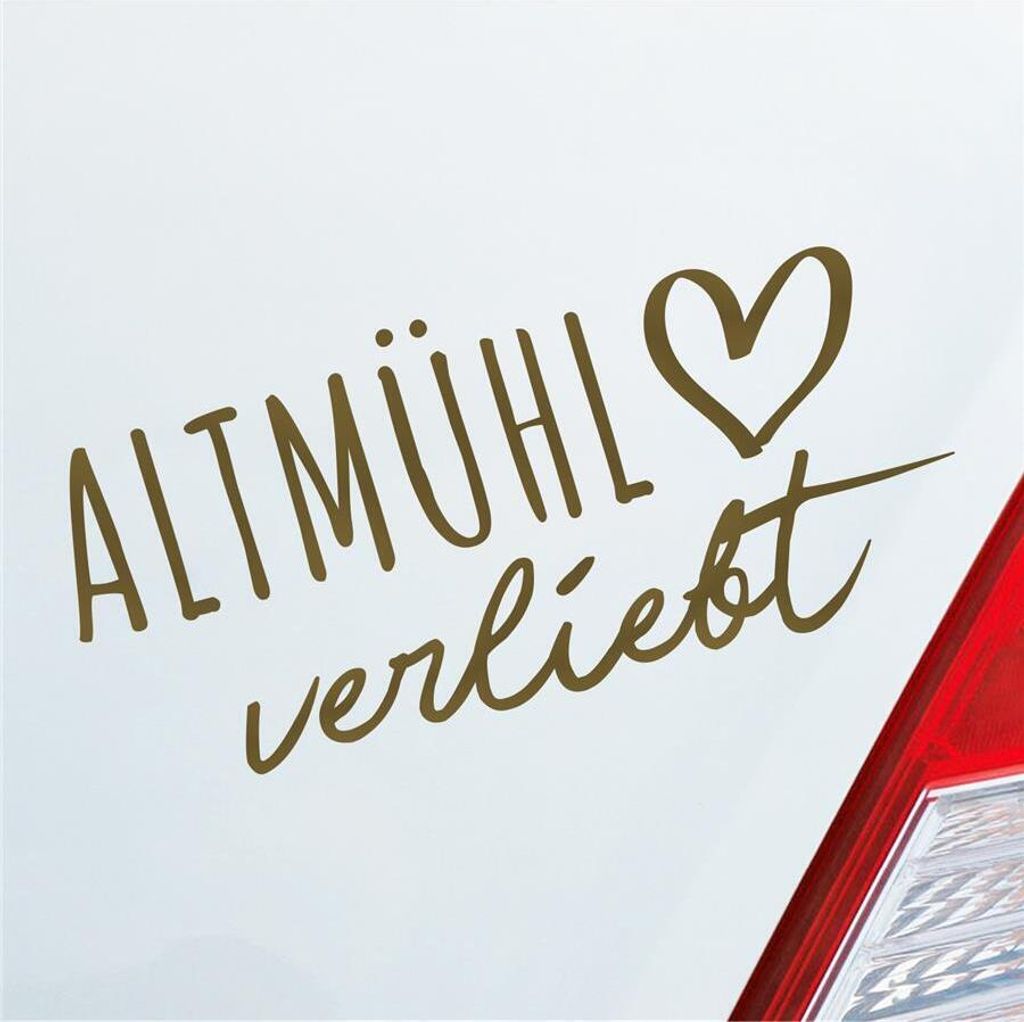 Auto Aufkleber Altmühl verliebt Herz Fluss Wasser Water Liebe Car 19x9 cm Gold Sticker Heckscheibenaufkleber