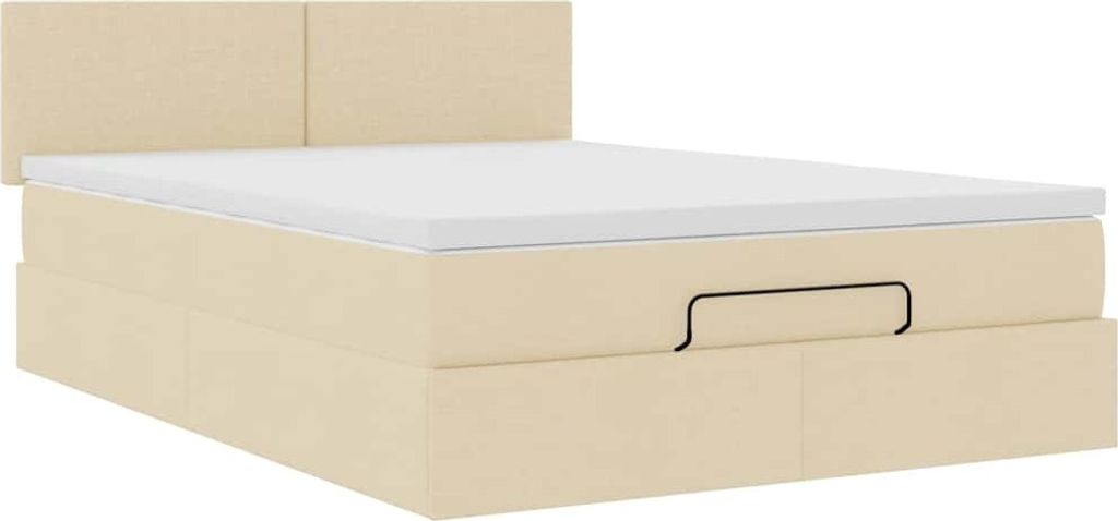 Ottoman-Bett mit Matratze Creme 140x200 cm Stoff