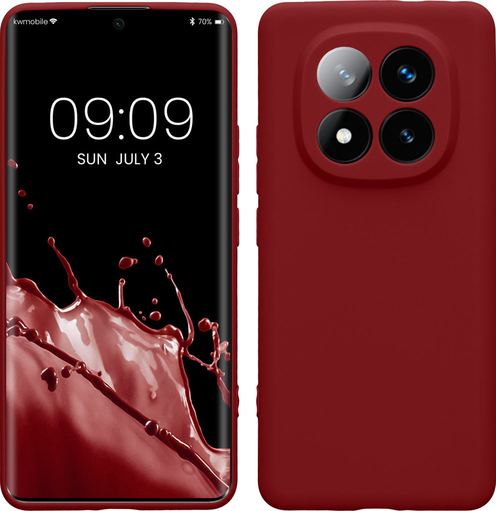 kwmobile Handyhülle kompatibel mit Xiaomi Redmi Note 14 Pro+ 5G / Redmi Note 14 Pro Plus 5G Hülle - Handy Case aus weichem Silikon in Rhabarber Rot