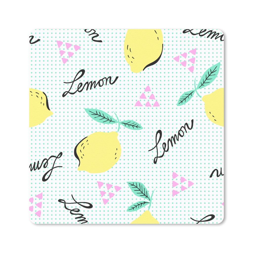 MuchoWow Mauspad Mousepad Hipster - Zitrone - Pastell - Muster 20x20 cm - Mousepads - Maus Mat - Pad - Mausunterlage - Desk Mat - Bureauartikeln