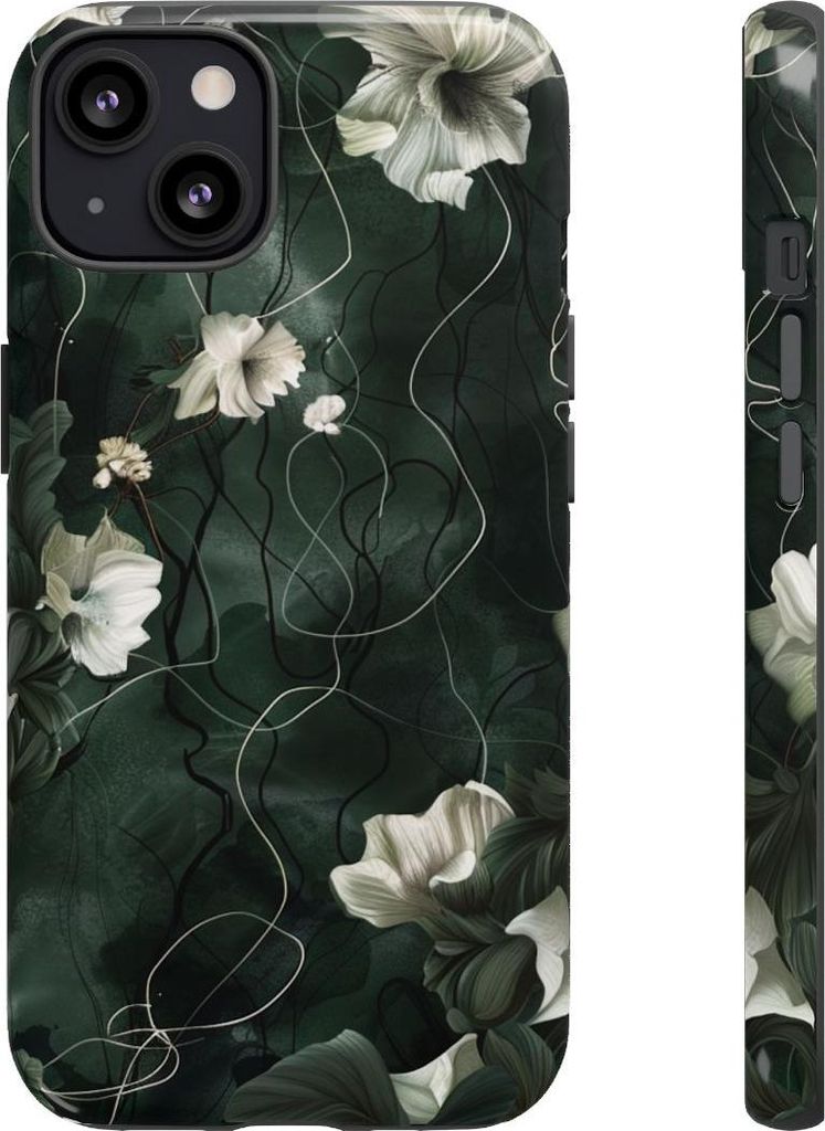 Dunkelgrünes Blumenranken-Muster – Hülle Kompatibel mit iPhone 13