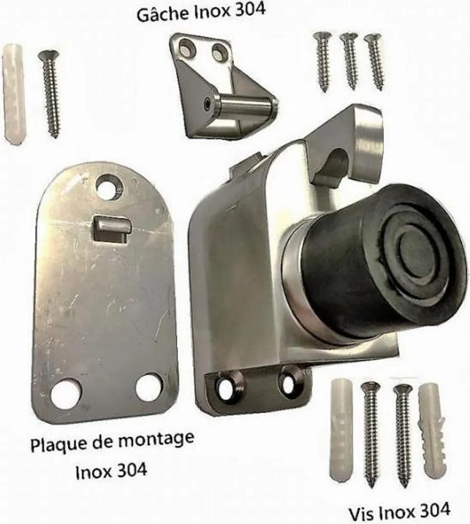Arrêt de porte mural en inox BLINDOMAX 813 avec crochet intégré