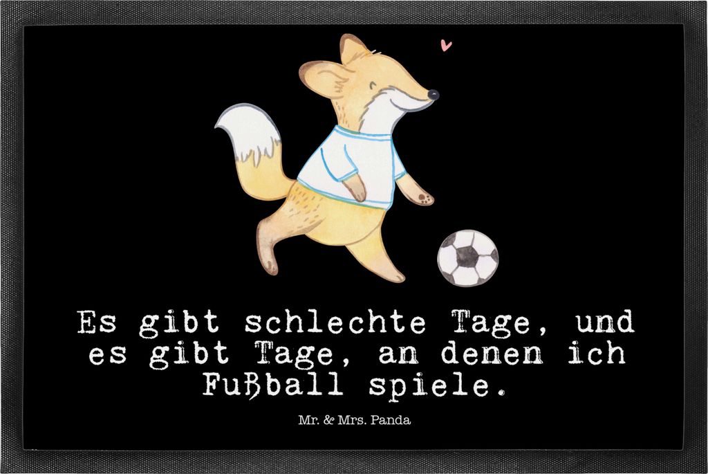 Mr. & Mrs. Panda Bodenvorleger Fuchs Fußball spielen 50 x 75 cm - Schwarz - Geschenk, Abtreter, Fußballtraining, Schmutzfangmatte, Schmutzmatte, ...