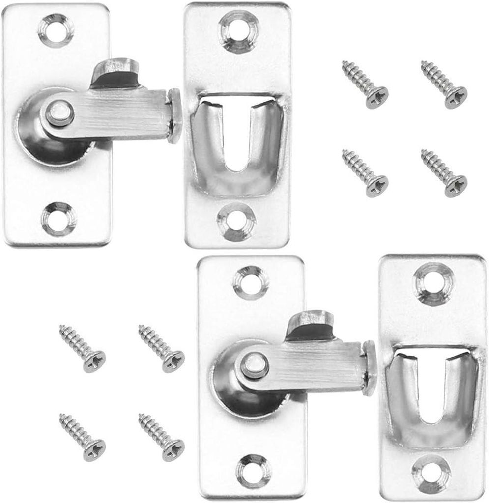 2pcs 90 Degree Folding Latch Right Angle Door Latch with Screws for Latch Slide for Doors and Windows