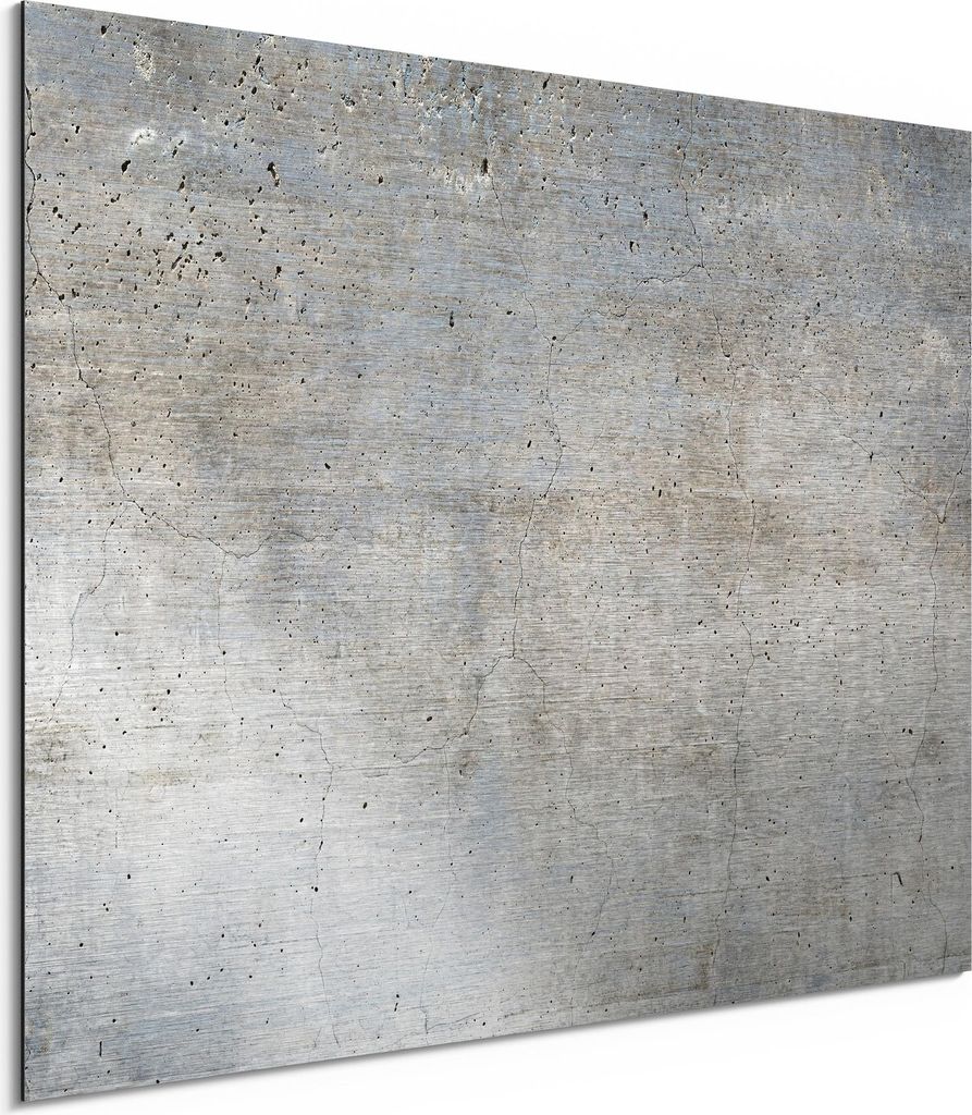 DEQORI Alu-Dibond Bild Silber 40x30 cm 'Unverputzte Zementtextur' Wandbild Metall dünn
