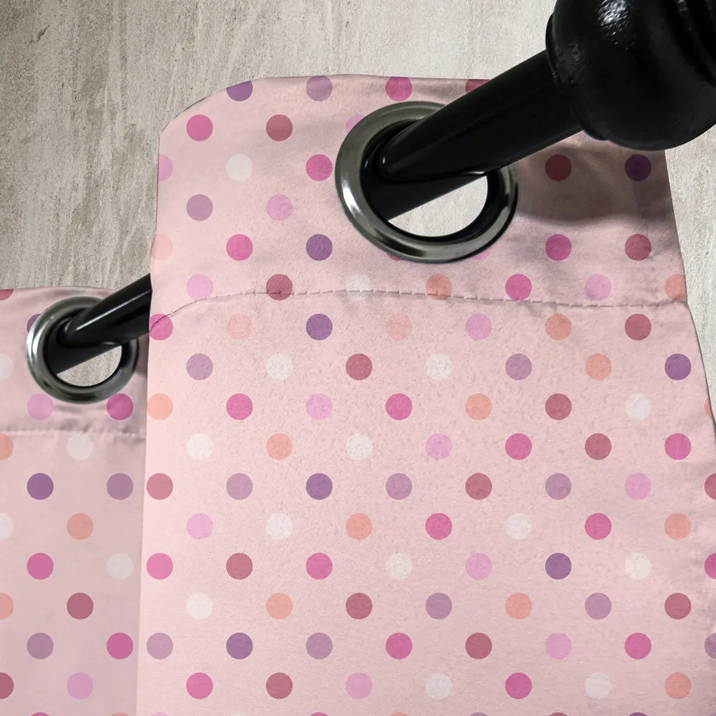 Rideau à œillets imprimé vintage intense lavable en machine rose - 4