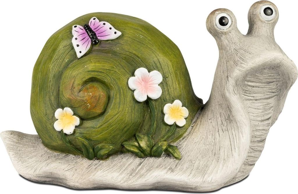 Dekofigur Schnecke Sommerzeit mit Blumendekor L. 40cm grau grün Formano S26