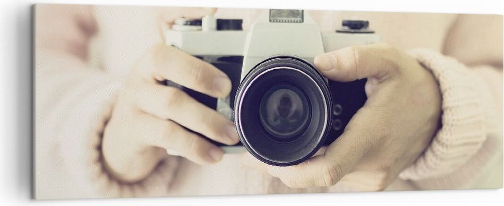 Bild auf Leinwand - Leinwandbild - Einteilig - Die Kamera Retro Fotografie - 140x50cm - Wand Bild - Wanddeko - Wandbilder - Leinwanddruck - Bilder ...