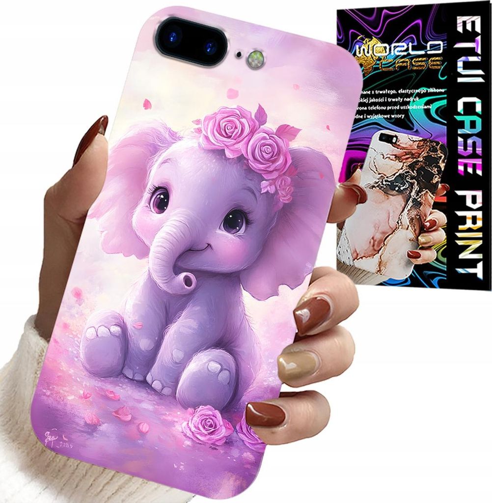 Hülle Für Iphone ( 7 Plus ) - Niedlicher Elefant Auf Rosa Hintergrund Hülle + Folie