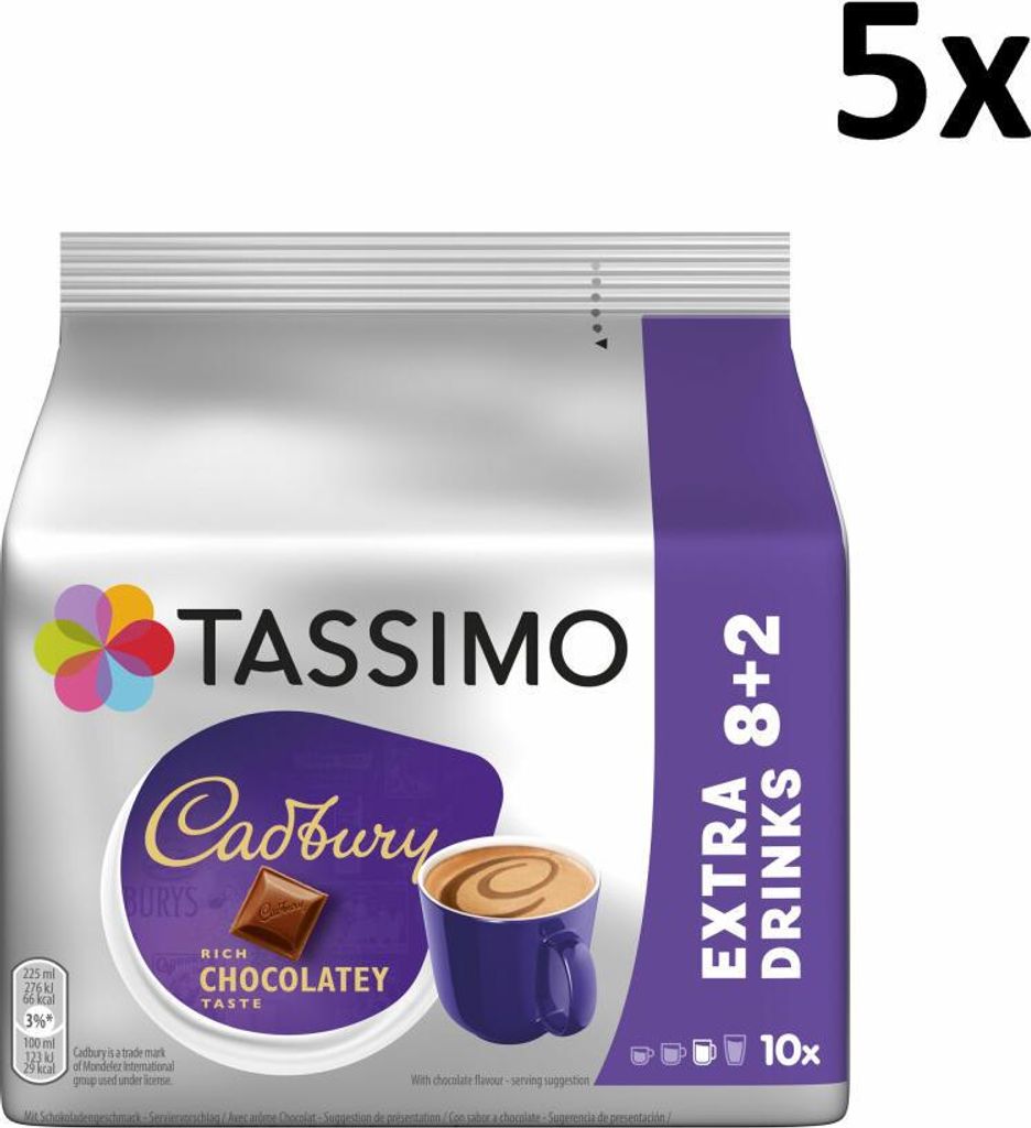 Tassimo Cadbury Kakaogetränk, Schokoladengeschmack,5 x 10 Immagine del prodotto 