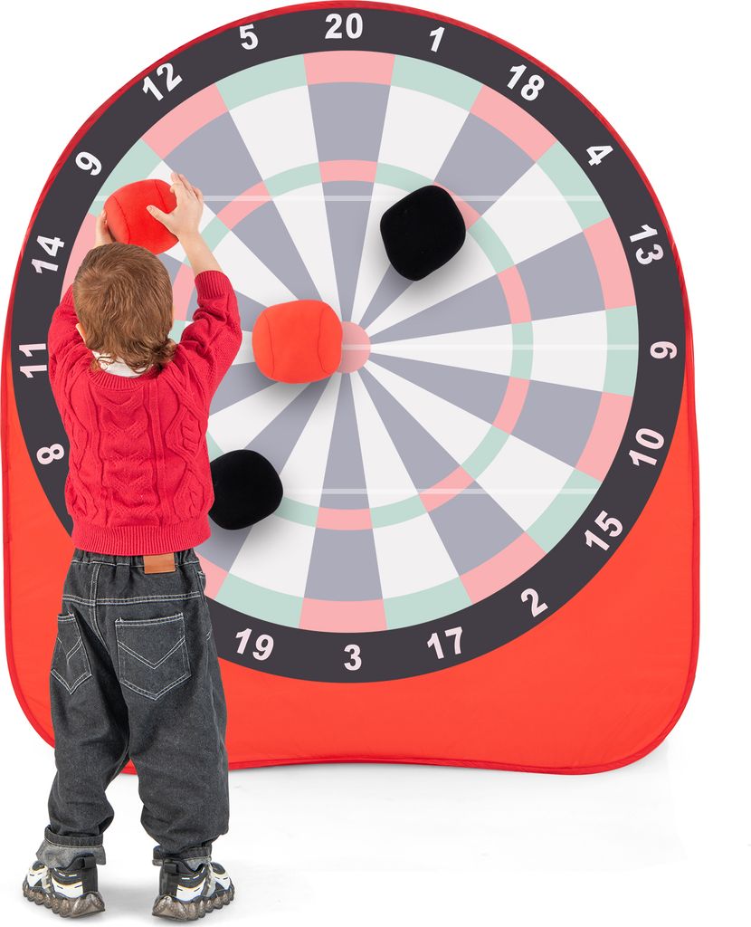 DREAMADE Große Dartscheibe für Kinder, Klettballspiel für alle Altersklassen mit 4 Klettbällen für Gartenparty, zusammenklappbares Familienspi...