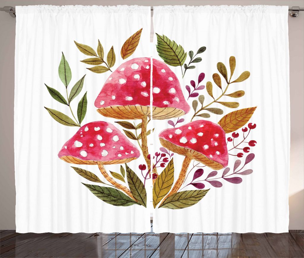 ABAKUHAUS Natur Rustikaler Gardine, Aquarell Amantias, Schlafzimmer Kräuselband Vorhang mit Schlaufen und Haken, 280 x 225 cm, Mehrfarbig