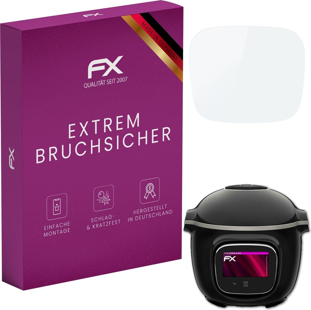 atFoliX FX-Hybrid-Glass Displayfolie kompatibel mit Krups Cook4Me Touch Wifi (CZ9128) Glasfolie