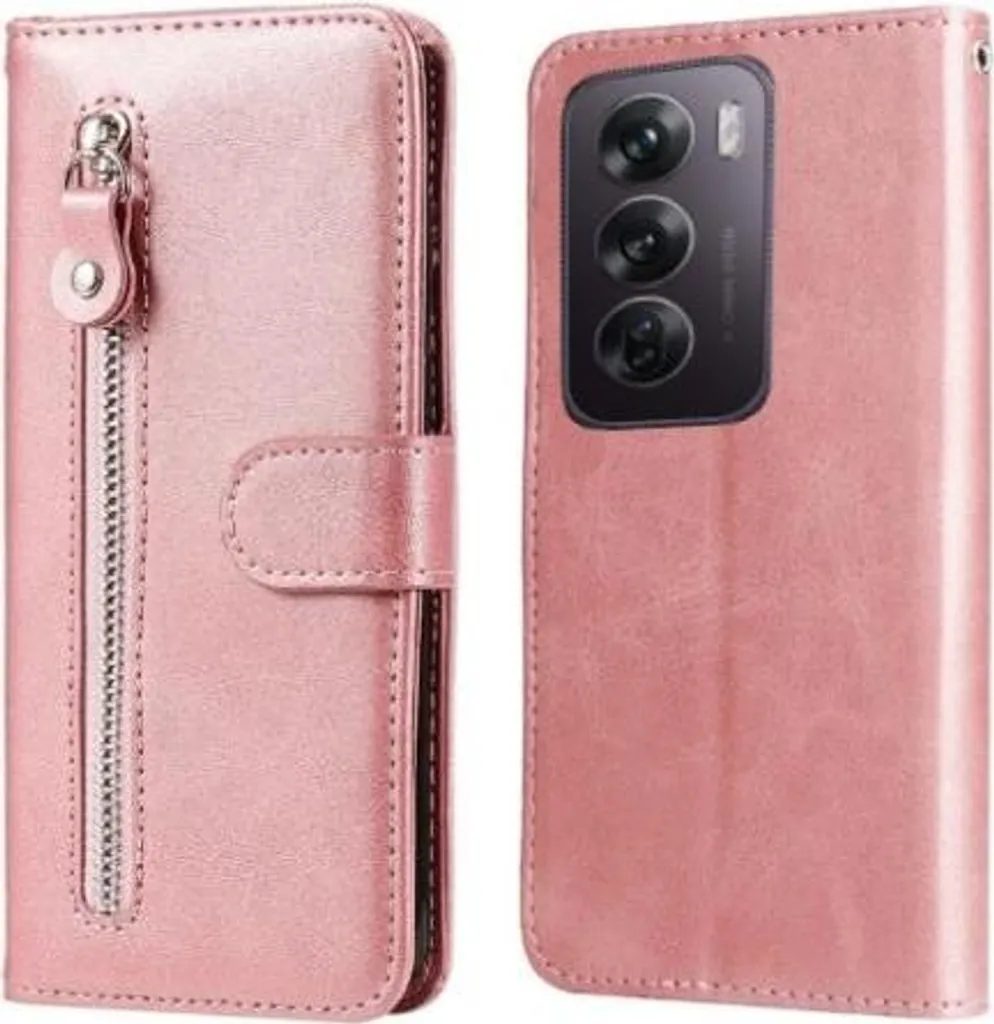Custodia Oppo Reno 12 Oro Rosa: Protezione Portafoglio in Ecopelle
