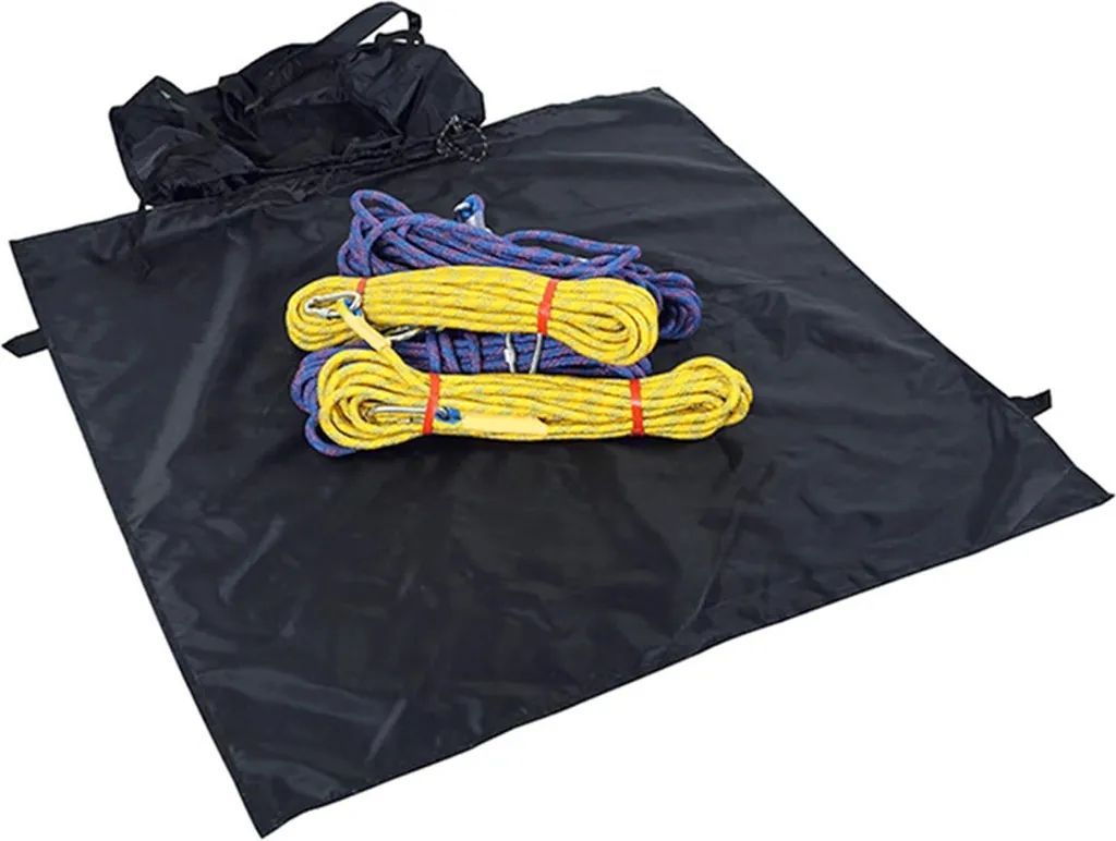 Sac à cordes d'escalade pliant et étanche noir pour trekking et hiking