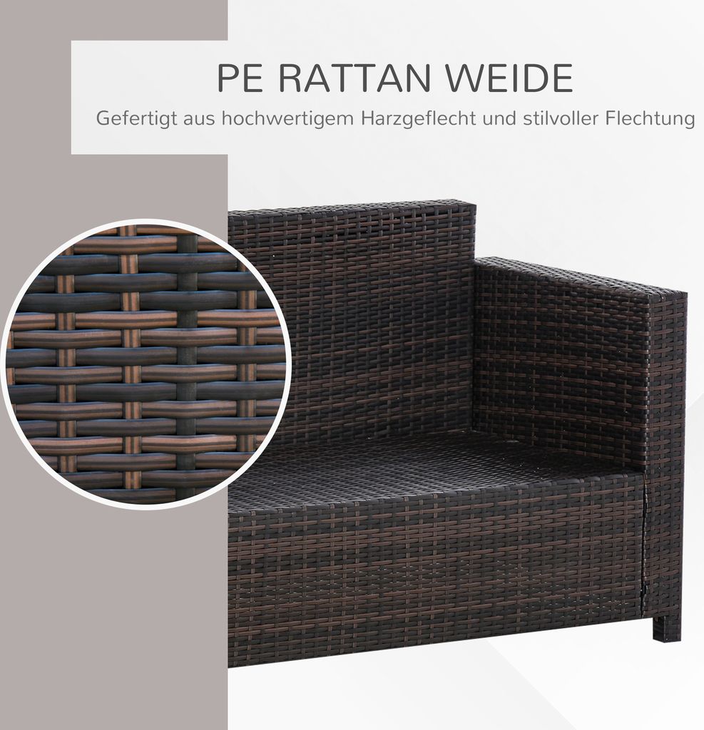 Outsunny Poly-Rattan Sofa mit Kissen 3-Sitzer Garten Produktbild 6